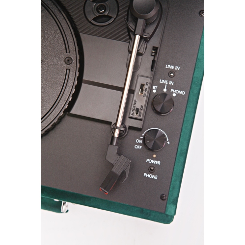 Arkrocket Curiosity Bluetooth Turntable Retro Suitcase 3-Speed Record Player with Built-in Speakers-Green Velvet