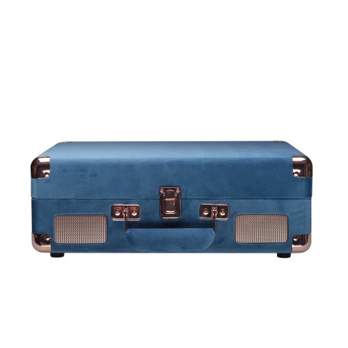 Arkrocket Curiosity Bluetooth Turntable Retro Suitcase 3-Speed Record Player with Built-in Speakers-Ocean Velvet