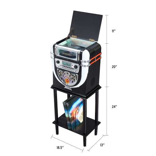 Arkrocket Boston Tabletop Jukebox Record Player Entertainment System with Stand Bluetooth CD Player FM Radio SD USB