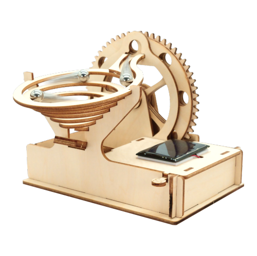 FLIP TOYS  | Wooden Marble Run | Spiral | Solar Powered Motorized Construction Stem Toy | Boy Girl Unisex Kids Teen Adults Desk Toy 8+