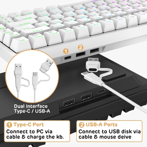 RK ROYAL KLUDGE RK84 Wired RGB 75% Hot Swappable Mechanical Keyboard, 84 Keys Tenkeyless TKL Gaming Keyboard w/Programmable Software and