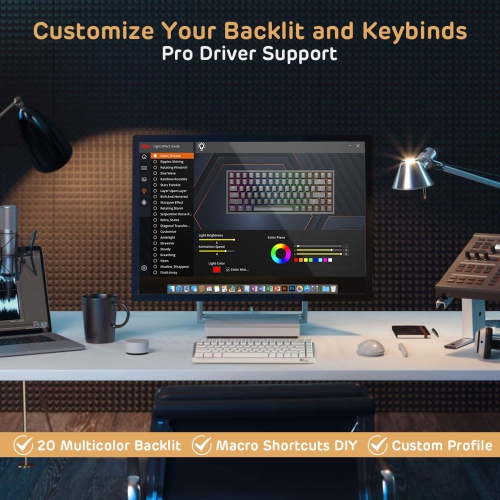 RK ROYAL KLUDGE RK84 Wired RGB 75% Hot Swappable Mechanical Keyboard, 84 Keys Tenkeyless TKL Gaming Keyboard w/Programmable Software and