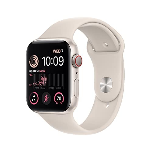 Apple Watch SE 2nd Gen GPS Cellular 44mm Smart Watch w Starlight Aluminum Case Starlight Sport Band S M