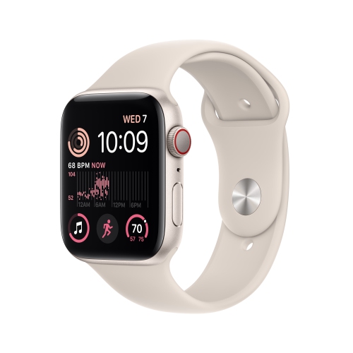 Apple Watch SE [GPS + Cellular 44mm] Smart Watch w/Starlight Aluminum Case & Starlight Sport Band - S/M.