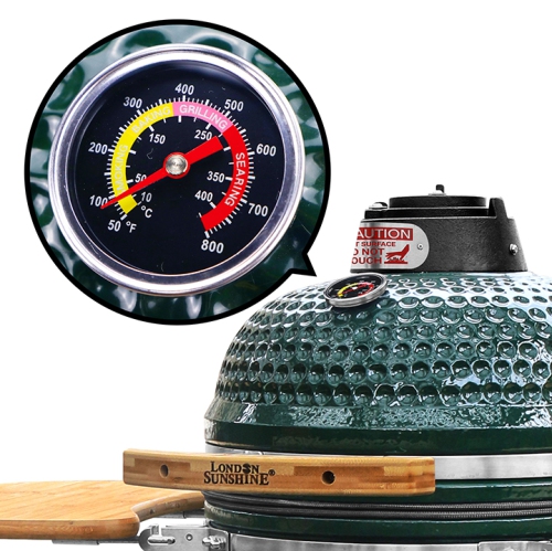 Barbecue en céramique Kamado - Vert - 18 po avec support et buffet en bambou