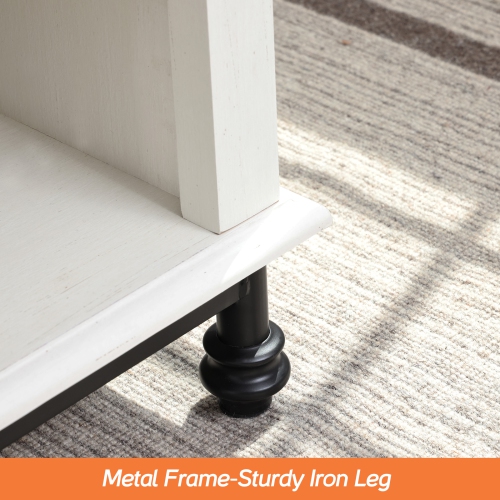 WAMPAT Farmhouse Living Room Furniture Set of 3, 42" White Coffee Table Set with 2 Pack 24" Matching Narrow Storage End Side Tables, White & Oak,