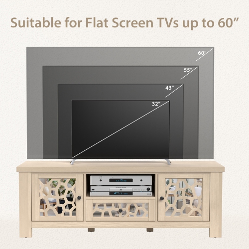 Gymax 55'' Retro TV Stand Media Entertainment Center w/ Mirror Doors & Drawer
