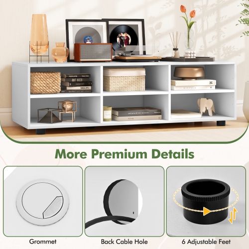 Gymax TV Cabinet for 50-Inch TV 42'' TV Stand w/ 3 Adjustable Shelves Grommet & Cable Hole