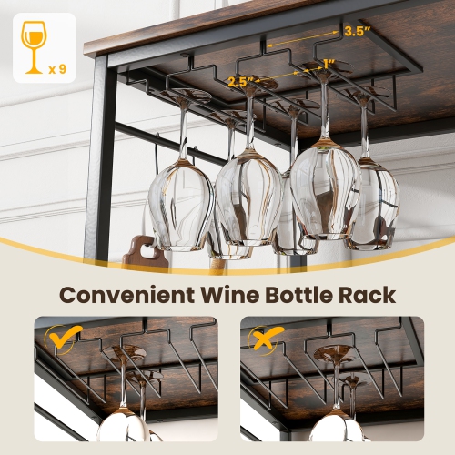 Gymax Kitchen Island 3-Tier Prep Table with Wine Glass Holders Large Worktop