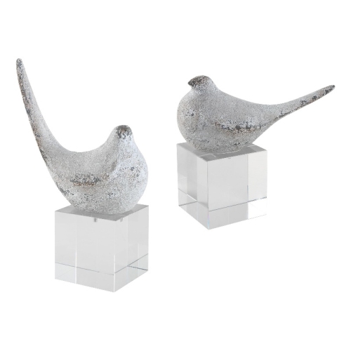 Sculptures d’oiseaux en polyrésine UtterMost Better Together – Gris/argenté