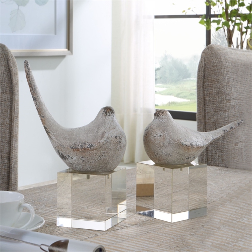 Sculptures d’oiseaux en polyrésine UtterMost Better Together – Gris/argenté