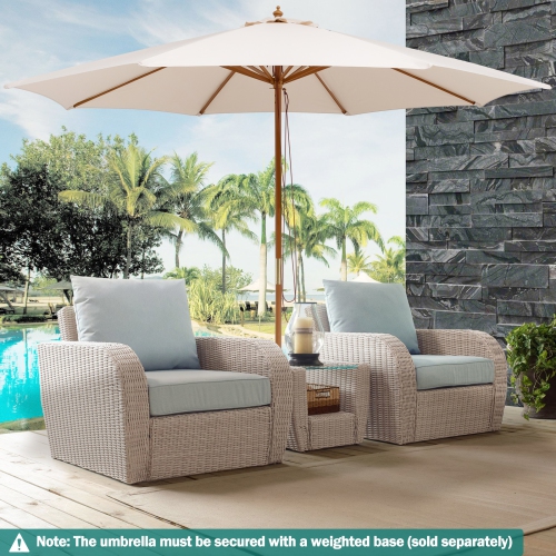 Parasol de patio extérieur de 10 pi Topbuy avec soulèvement de poulie en bambou à 8 nervures et trou d'aération beige