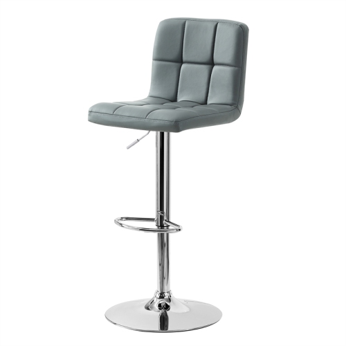 Linon Clayton 24"-32" Adjustable Metal Barstool in Gray