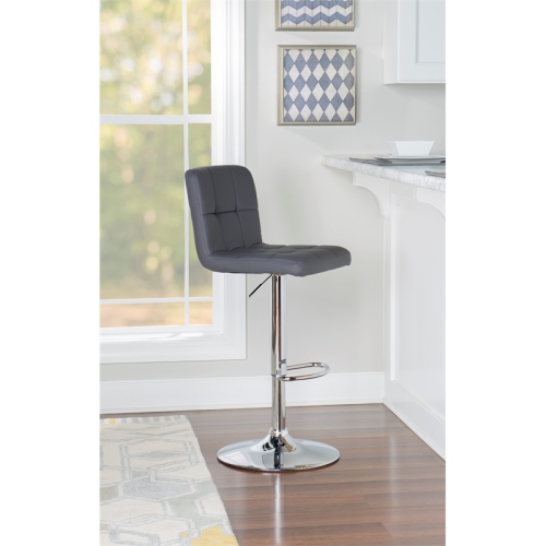 Linon Clayton 24"-32" Adjustable Metal Barstool in Gray