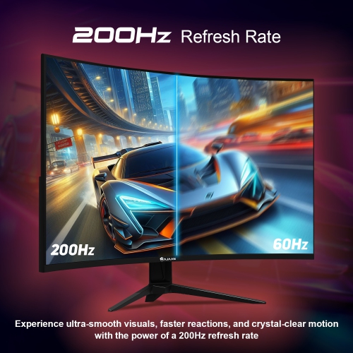 HAJAAN 27 Inch FHD Curved Gaming Monitor with RGB Backlight - 200Hz Refresh Rate | Wall Mount Support | HDMI, DP, USB Port -