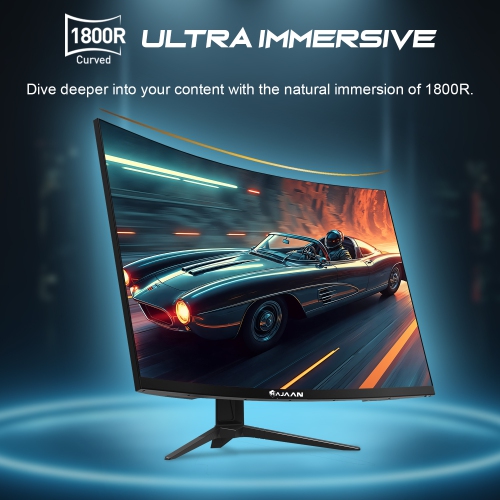 HAJAAN 27 Inch FHD Curved Gaming Monitor with RGB Backlight - 200Hz Refresh Rate | Wall Mount Support | HDMI, DP, USB Port -