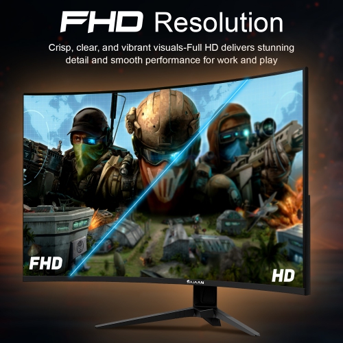 HAJAAN 27 Inch FHD Curved Gaming Monitor with RGB Backlight - 200Hz Refresh Rate | Wall Mount Support | HDMI, DP, USB Port -