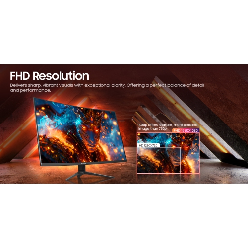 HAJAAN 27 Inch FHD Curved Gaming Monitor with RGB Backlight - 200Hz Refresh Rate | Wall Mount Support | HDMI, DP, USB Port -