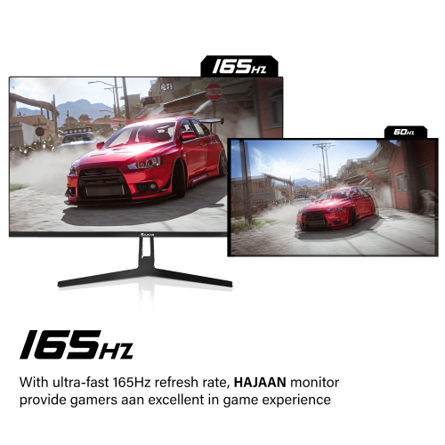 HAJAAN 24” Inch FHD 1080p Curved Gaming Monitor with RGB lighting, 165 Hz Refresh Rate, Tilt Adjustment, Wall Mountable HDMI, DP, USB Ports - Black