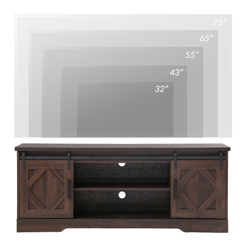 Meuble pour téléviseur WAMPAT avec 16 couleurs de DEL interchangeables pour téléviseur de 65 po Meuble audio-vidéo moderne Farmhouse avec porte de