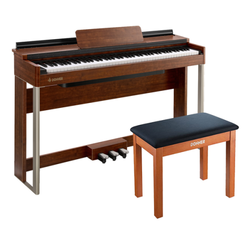 Donner DDP-200 Professional 88 Key Weighted Dynamic Graded Hammer Action Wooden Upright Digital Piano with Bench