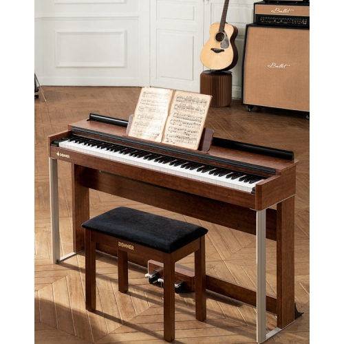 Donner DDP-200 Professional 88 Key Weighted Dynamic Graded Hammer Action Wooden Upright Digital Piano with Bench
