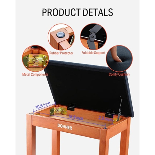 Donner DDP-200 Professional 88 Key Weighted Dynamic Graded Hammer Action Wooden Upright Digital Piano with Bench