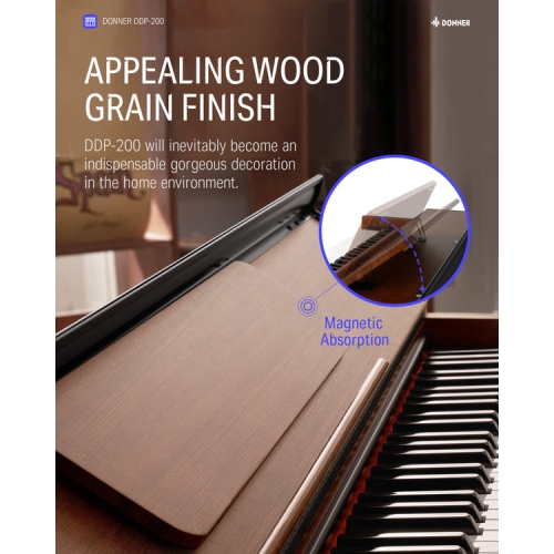 Donner DDP-200 Professional 88 Key Weighted Dynamic Graded Hammer Action Wooden Upright Digital Piano
