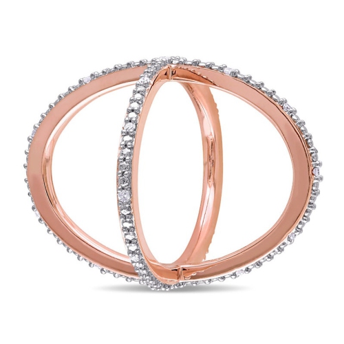 1/10 CARAT Bague Criss-Crisse de diamant en argent sterling rose plaqué