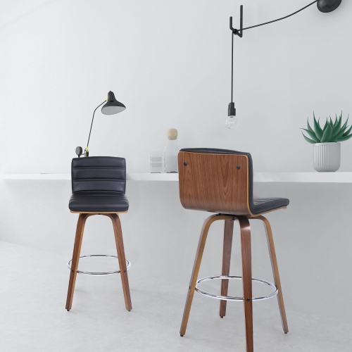 2-Pack Vintage 28" Barstools Wood 360° Swivel Counter Stools with Back and Foot Ring, Bar Stools for Kitchen Home Bar Supports up to 396 lbs