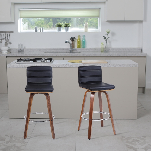 2-Pack Vintage 28" Barstools Wood 360° Swivel Counter Stools with Back and Foot Ring, Bar Stools for Kitchen Home Bar Supports up to 396 lbs