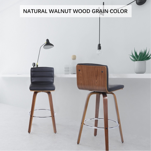 2-Pack Vintage 28" Barstools Wood 360° Swivel Counter Stools with Back and Foot Ring, Bar Stools for Kitchen Home Bar Supports up to 396 lbs