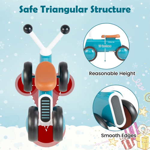 Gymax Baby Balance Bike for 10-24 Months Riding Toy No Pedal for Boys & Girls Blue