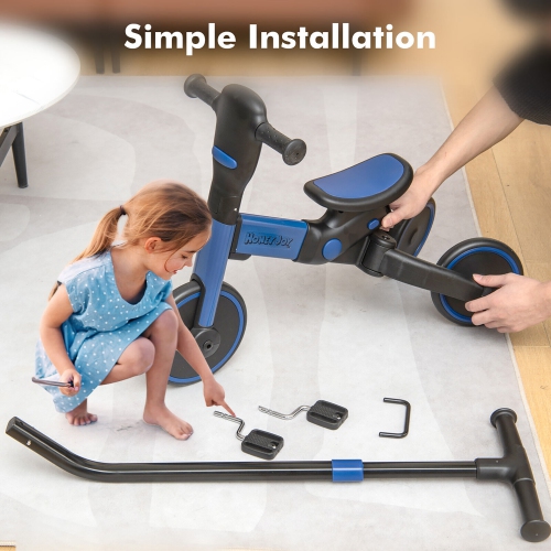 Gymax 4-in-1 Kids Tricycle Foldable Toddler Balance Bike with Parent Push Handle