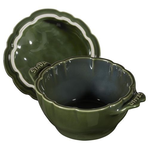 STAUB Ceramique 450 mL Ceramic Artichoke Cocotte, Basil-Green