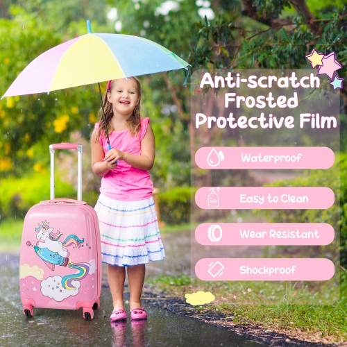 Gymax 2PCS Kids Carry On Luggage Set 12'' Backpack and 18'' Rolling Suitcase for Travel