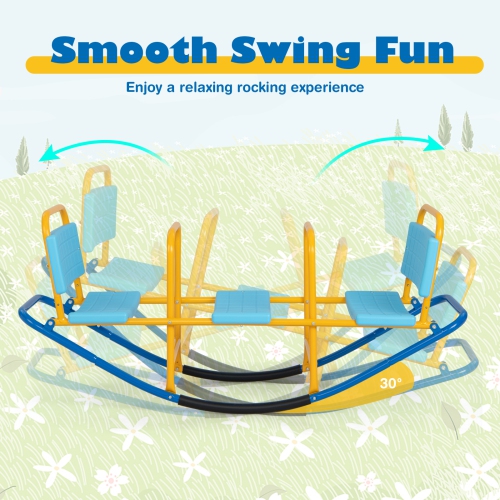 Gymax Kids Teeter Totter Outdoor Teeter Totter Gift for Children Boys Girl Blue