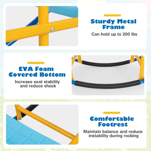 Gymax Kids Teeter Totter Outdoor Teeter Totter Gift for Children Boys Girl Blue