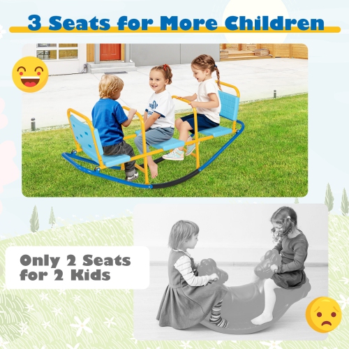 Gymax Kids Teeter Totter Outdoor Teeter Totter Gift for Children Boys Girl Blue