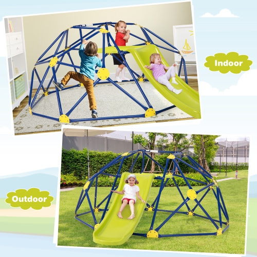 Gymax 8FT Climbing Dome w/ Slide Outdoor Kids Jungle Gym