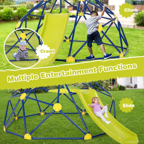 Gymax 8FT Climbing Dome w/ Slide Outdoor Kids Jungle Gym