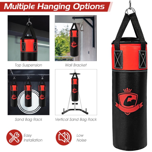 Gymax 11Lbs Kids Punching Boxing Bag Set w/ Hand Wraps Punching Gloves Bag Hook Hanging