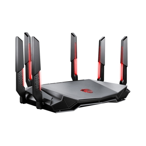 MSI Radix AXE6600 WiFi 6E Tri-Band Gaming RGB Router, AI QoS, 1.8GHz Quad-Core Processor, MU-MIMO, Tri Band Gigabit Wireless, 8-Stream, High Speed