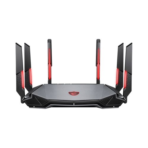 MSI Radix AXE6600 WiFi 6E Tri-Band Gaming RGB Router, AI QoS, 1.8GHz Quad-Core Processor, MU-MIMO, Tri Band Gigabit Wireless, 8-Stream, High Speed