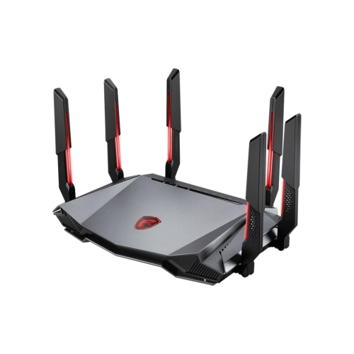 MSI Radix AXE6600 WiFi 6E Tri-Band Gaming RGB Router, AI QoS, 1.8GHz Quad-Core Processor, MU-MIMO, Tri Band Gigabit Wireless, 8-Stream, High Speed
