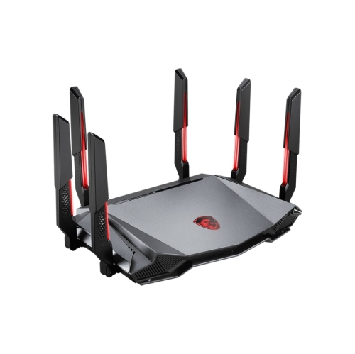 MSI Radix AXE6600 WiFi 6E Tri-Band Gaming RGB Router, AI QoS, 1.8GHz Quad-Core Processor, MU-MIMO, Tri Band Gigabit Wireless, 8-Stream, High Speed