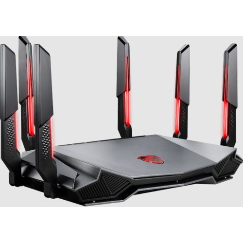 MSI Radix AXE6600 WiFi 6E Tri-Band Gaming RGB Router, AI QoS, 1.8GHz Quad-Core Processor, MU-MIMO, Tri Band Gigabit Wireless, 8-Stream, High Speed