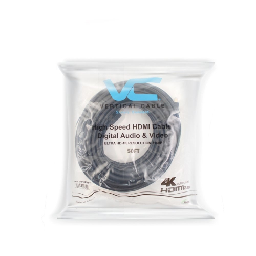 Vertical Cable High Speed Gold Plated 4K HDMI 2.0 Cable, 50FT, 24AWG+30AWG