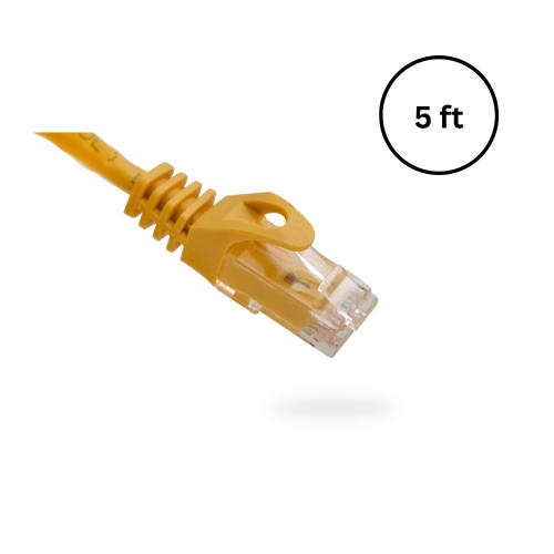Vertical Cable CAT6 5ft Bare Copper Patch Cable with Boot and Protector 10 Pack, Yellow