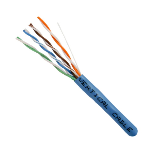 Vertical Cable CAT5e Solid Bare Copper Riser Cable, 1000ft. UTP, 350MHz, 24AWG, CMR, Blue